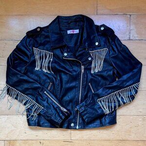 Rife Crystal Fringe Leather Jacket